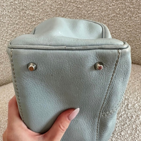 Authentic Valentino Leather Aqua Blue V Motif Metal Bag - Picture 11 of 16